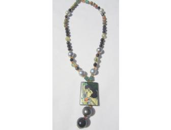 BJN123  AWESOME ONE OF KIND NECKLACE FEATURES OVER 100 CTS GEMSTONES W/ ART PENDANT!