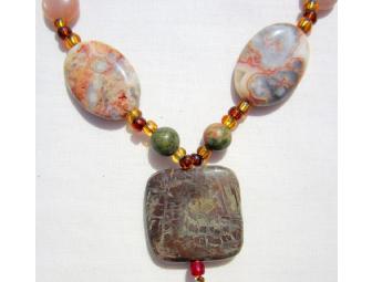 BJN 177 TRULY UNIQUE!  PICASSO STONE, JASPER AND ACCENTS: 120 CARATS OF GEMS!