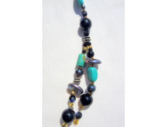 BJN 213 NEW! ABSOLUTELY EXQUISITE NECKLACE! 400 PLUS CARATS OF TURQUOISE, ONYX, PEARLS!