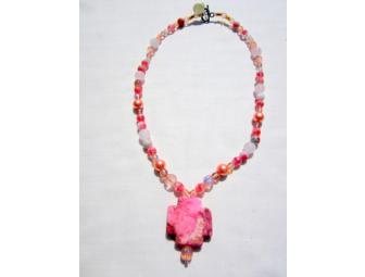 BJN 225 AWESOME PINK TURQUOISE NECKLACE FEATURES 200 CARATS GENUINE GEMSTONES!
