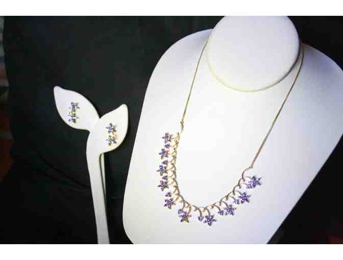 1 GREAT GIFT!!! 7 CARATS OF TANZANITE!  NECKLACE AND EARRING ENSEMBLE!