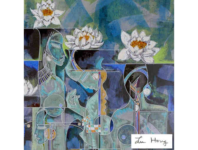 '*1*ONLY! FIVE STARCOLLECTIBLE!! 'Lotus' by Lu Hong DeLuxe Serigraph /Rice Paper'