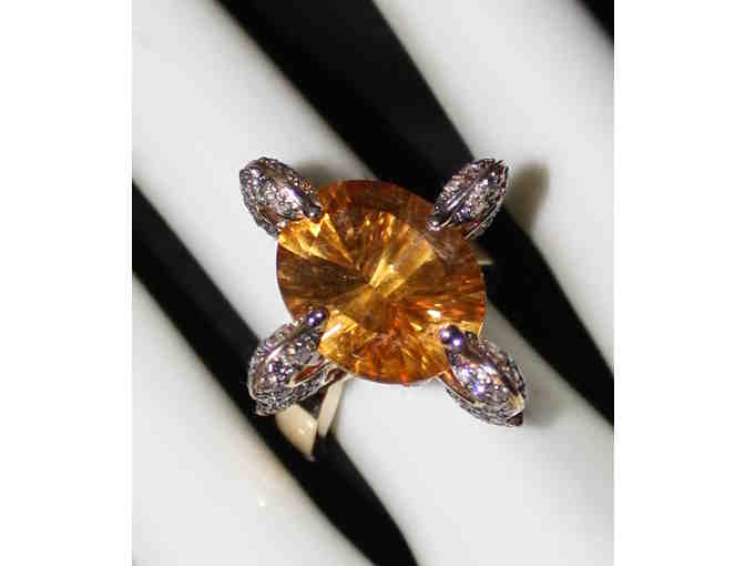 ***** BEAUTIFUL ULTRA COUTURE RING! QUANTUM CUT DEEP COLOR CITRINE AND CHOCOATE DIAMONDS!