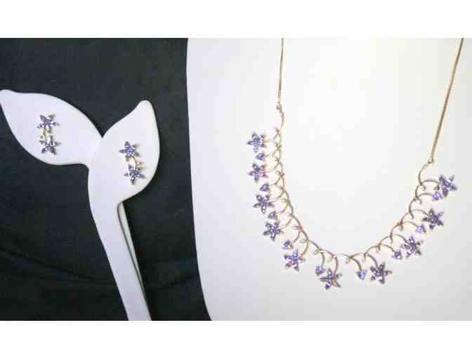 1 GREAT GIFT!!! 7 CARATS OF TANZANITE! NECKLACE AND EARRING ENSEMBLE!