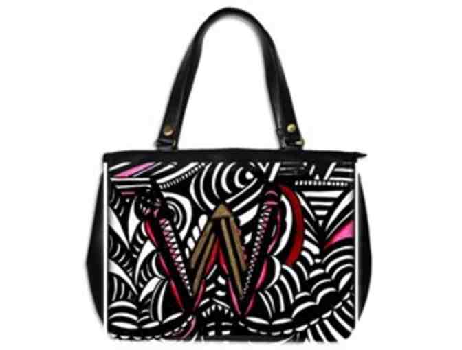 *'EXCLUSIVELY YOURS!':  CUSTOM MADE LEATHER ART TOTE BAG:  'INITIAL W'