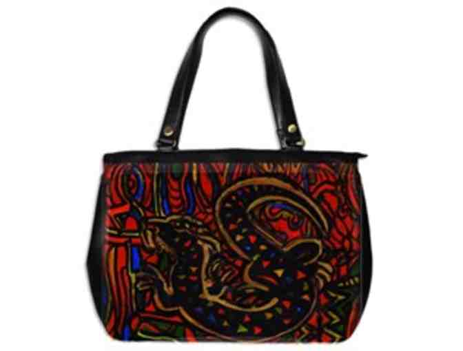 *'EXCLUSIVELY YOURS!': CUSTOM MADE ART TOTE BAG: 'HAPPY LIZARD'