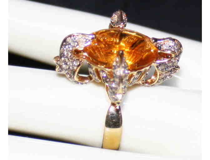 ***** BEAUTIFUL ULTRA COUTURE RING! QUANTUM CUT DEEP COLOR CITRINE AND CHOCOATE DIAMONDS!