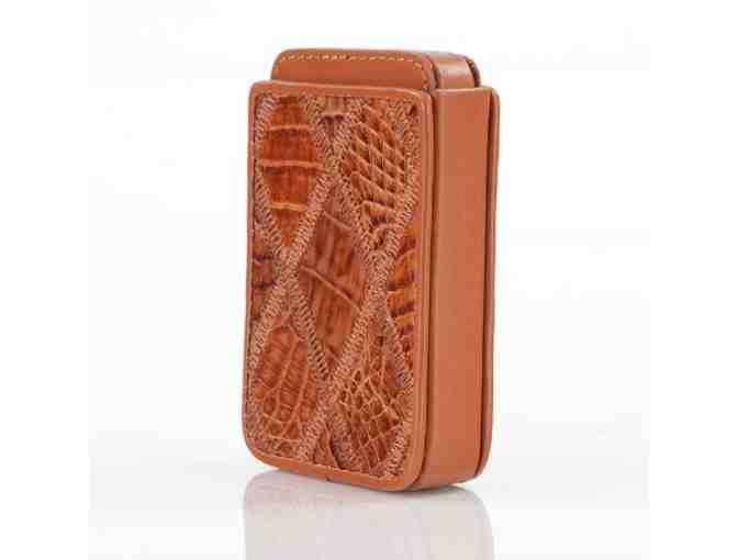 Croton! Men's Honey Brown Patched Leather Card Holder! Made from Genuine Crocodile Leather