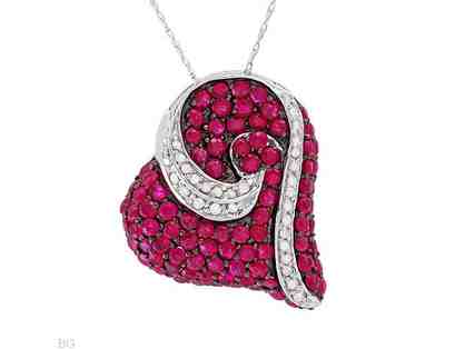 " 1 ONLY!": COUTURE RUBY DIAMOND HEART PENDANT!! Pristine and RARE BURMESE Rubies!!
