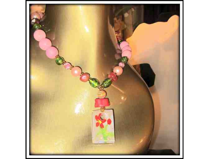 *Flower Drop!:  1/Kind Gemstone Necklace features Genuine Turquoise in PINK!