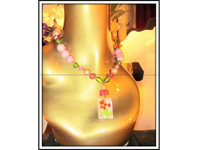 *Flower Drop!:  1/Kind Gemstone Necklace features Genuine Turquoise in PINK!