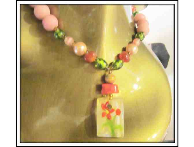*Flower Drop!:  1/Kind Gemstone Necklace features Genuine Turquoise in PINK!