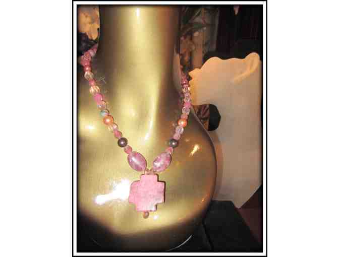 *THE PINK TURQUOISE CROSS!: 1/Kind Gemstone Necklace FEATURES GENUINE TURQUOISE IN PINK!