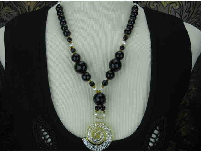 #90 by BeJeweled: 1/KIND HANDCRAFTED NECKLACE WITH SEMI PRECIOUS GEMS! 'TUXEDO JUNCTION'