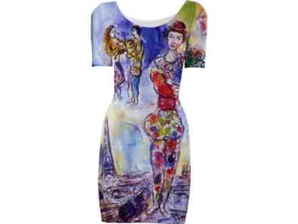 "ON THE ROOFS OF PARIS" BY CHAGALL: New! BodyCon Dress from OFF THE WALLS!