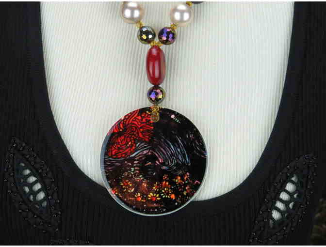 1/KIND Breathtaking Necklace 1/Art Pendant, South Sea Shell Pearls, Onyx, Citrine!