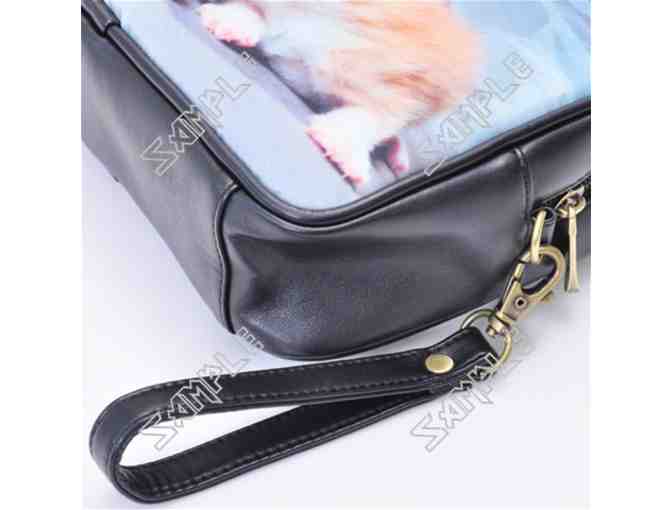 'Three Friends by Franz Marc' UNISEX Leather Essentials Bag w/ART inset, detachable strap!