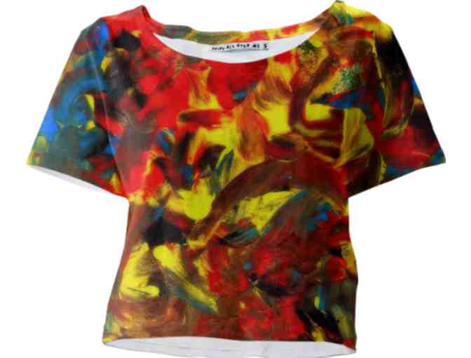 'ERUPTION OF COLOR' BY WBK:  100% COTTON JERSEY ART CROP TEE!