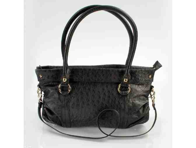 ****Nina Raye! Black Leather Satchel! Made from Genuine Ostrich Leather! **