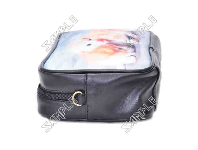 'DISCOVERY': Unisex Leather Essentials Bag w/Art Inset and Detachable Strap!