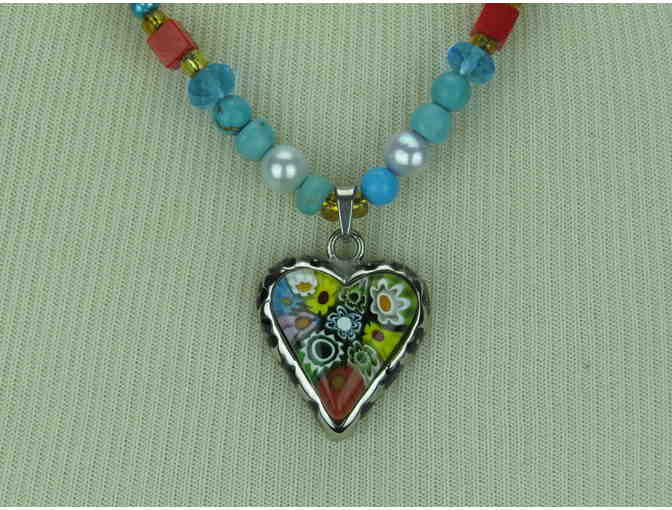 1/Kind Romantic and Timeless Necklace 1/Pearls and Turquoise and Heart Pendant!