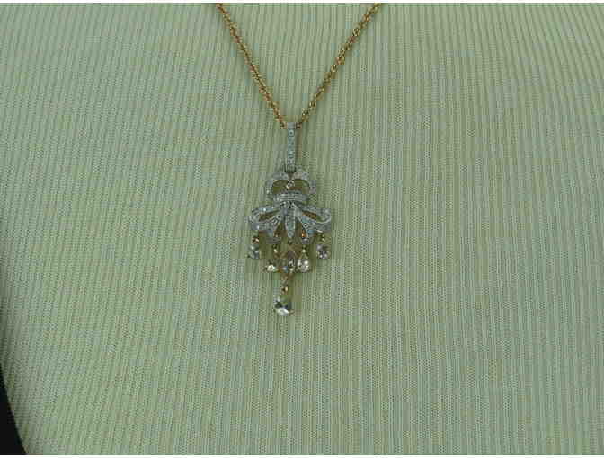N15:  Unique Elegance!  Rose Gold Necklace features Diamond and MORGANITE Pendant!