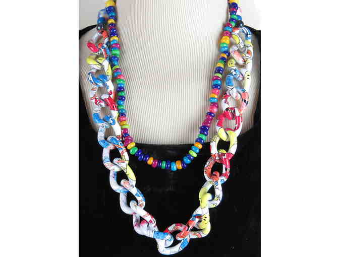 1/KIND FAB FAUX NECKLACE #381 W/ CANDY COLORED MOTHER OF PEARL STRAND!