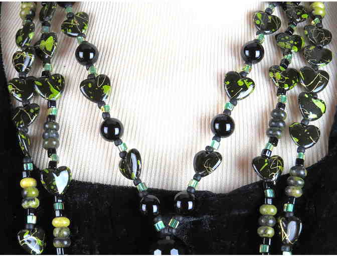 1/KIND FAB FAUX NECKLACE #391 WITH GENUINE MOSS AGATE DROP PENDANT!
