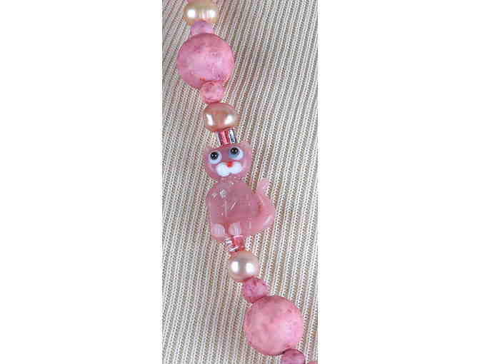 1/KIND FAB FAUX NECKLACE #472 PINK KITTY CAT NECKLACE!