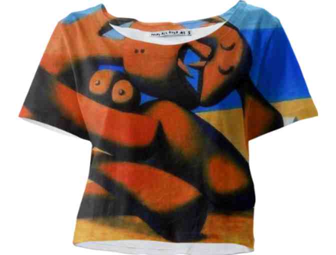 'FIGURES ON THE BEACH' BY PICASSO:  100% COTTON JERSEY ART CROP TEE!