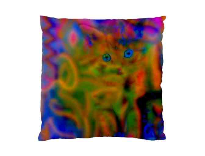 ! 2 SIDED ART DELUXE CUSHION CASE(S) +A3 GICLEE PRINT!: 'ADOBE KITTY' BY WBK