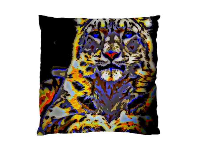 ! 2 SIDED ART DELUXE CUSHION CASE(S) +A3 GICLEE PRINT!: 'CARLOS, THE SNOW LEOPARD' BY WBK