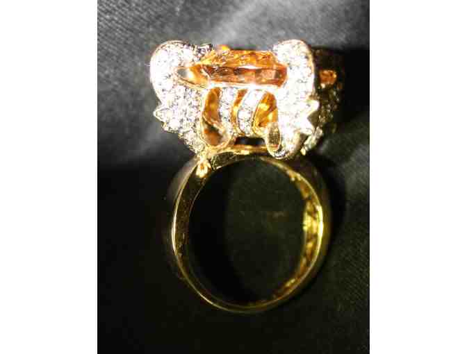 ' 1 ONLY ULTRA COUTURE RING!' QUANTUM CUT DEEP COLOR CITRINE AND CHOCOLATE DIAMONDS!