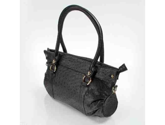 ****Nina Raye! Black Leather Satchel! Made from Genuine Ostrich Leather! **