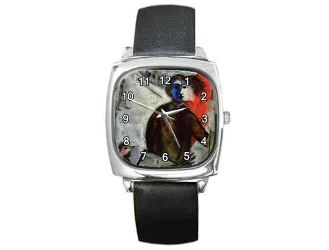 $0! FREE LEATHER BAND WATCH W/ART BID: 'Between Darkness & Light' by Marc CHAGALL