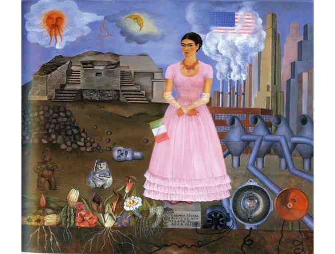$0! FREE LEATHER BAND WATCH W/ART BID: 'Between Mexico & U.S.' by Frida KAHLO