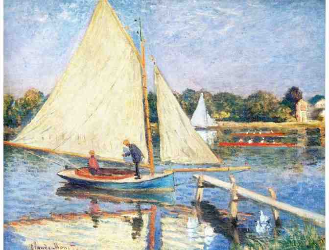 $0! FREE LEATHER BAND WATCH W/ART BID: 'Boaters At Argenteuil' by Claude MONET