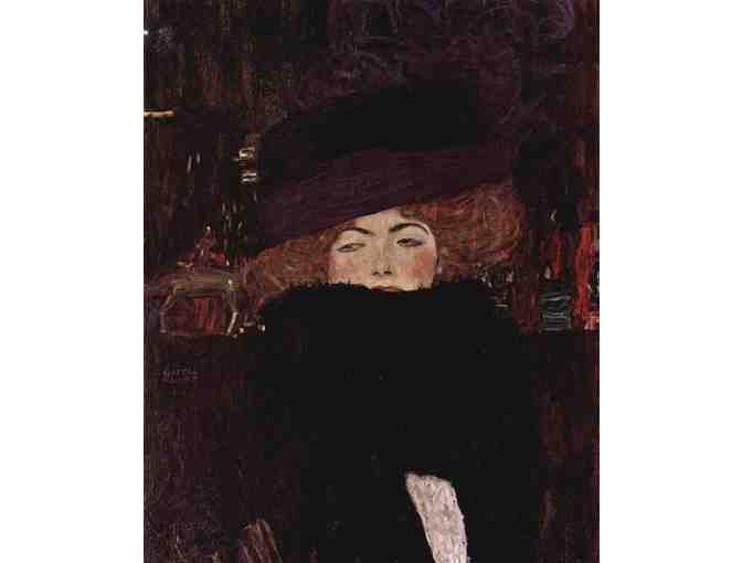 $0! FREE Leather Watch w/ART bid:  'LADY WITH HAT AND FEATHER BOA' BY GUSTAV KLIMT