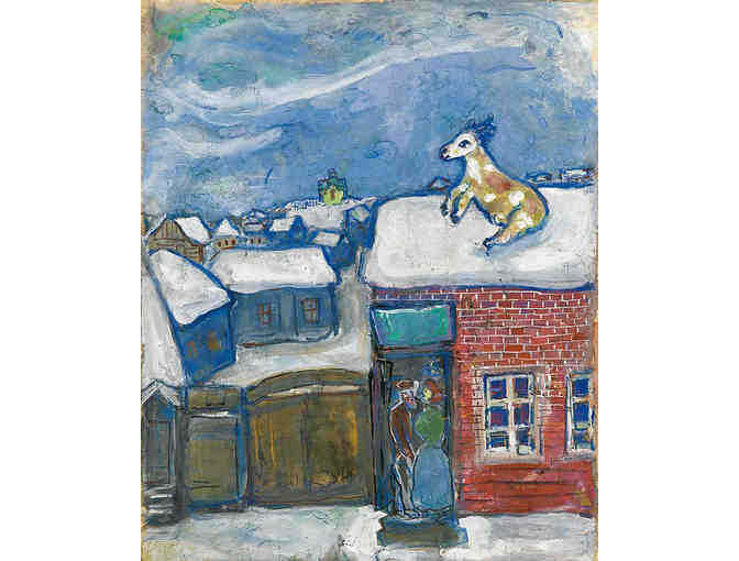 $0! FREE LEATHER WATCH W/ART BID: 'A Village In Winter' by Marc CHAGALL