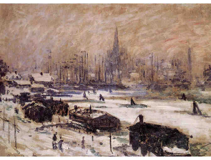 $0! FREE LEATHER WATCH W/ART BID: 'Amsterdam In the Snow' by Claude MONET