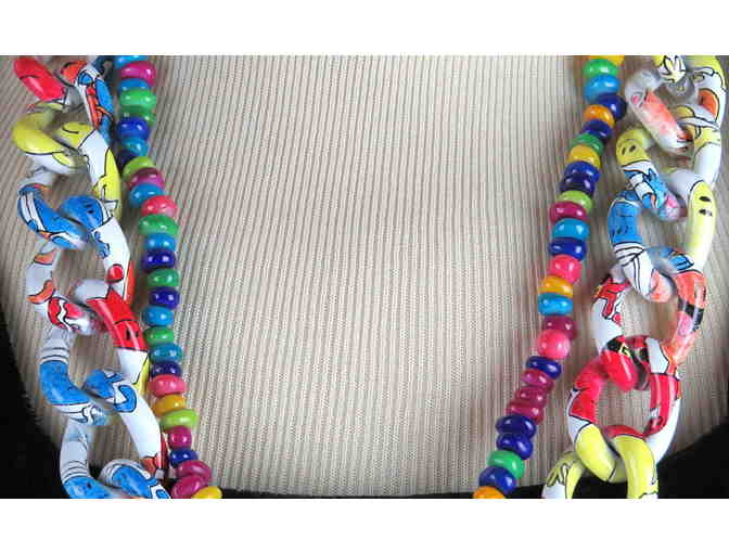 1/KIND FAB FAUX NECKLACE #381 W/ CANDY COLORED MOTHER OF PEARL STRAND!