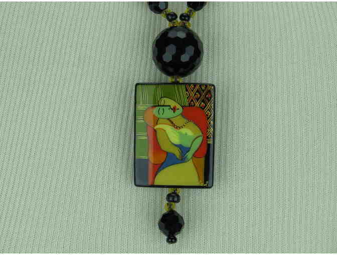 1/KIND Phenomenal and Collectible Necklace features PICASSO Art Pendant, Genuine Onyx!