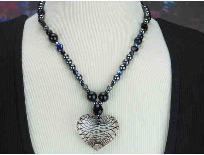 1/KIND Romantic and Unique Necklace features Genuine Onyx and Hematite!
