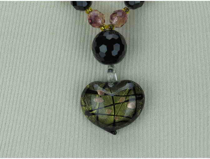 1/Kind Necklace is a Statement of Romance! w/Heart Pendant,and Genuine Onyx!