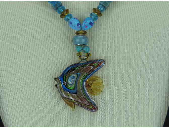 1/KIND Necklace, Flirty and Fun!  Star Fish w/ Genuine Onyx, Turquoise and Magnesite.