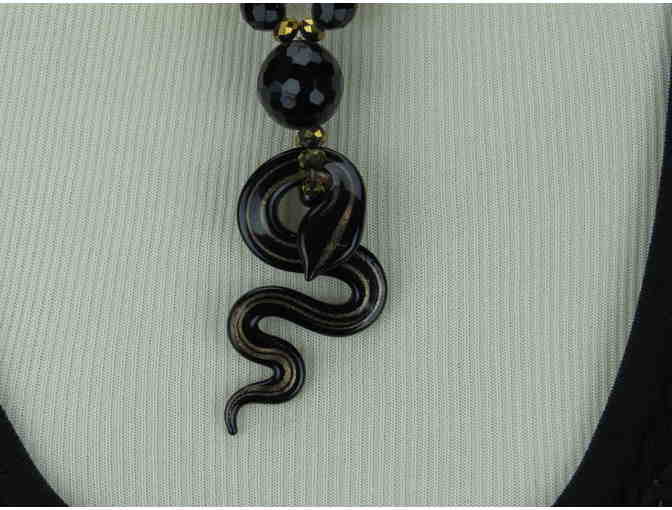 1/Kind Sexy Snake Necklace features Genuine Smooth and Faceted Black Onyx!