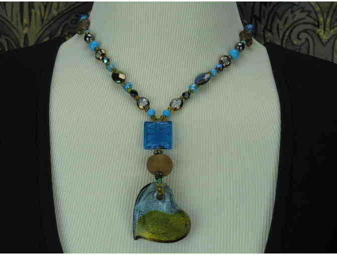 1/KIND Whimsical and Romantic Necklace:  Turquoise, Magnesite, and Hematite Gems!