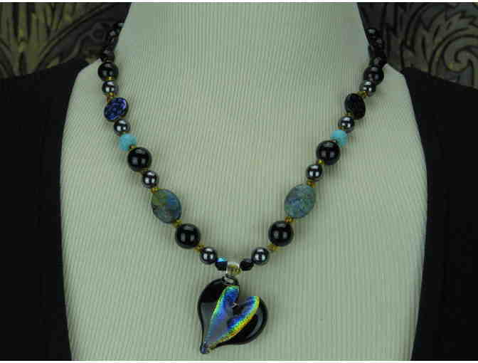 1/KIND Whimsical Necklace features Genuine Black Onyx and Porcelain Accents!