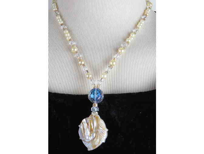 FAB FAUX NECKLACE #408 WITH GENUINE & UNIQUE MOTHER OF PEARL DROP
