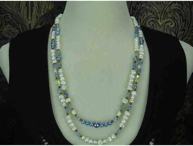 Pearl Necklace:  Double Strand Freshwater Pearls, accent pearls and gemstone beads!